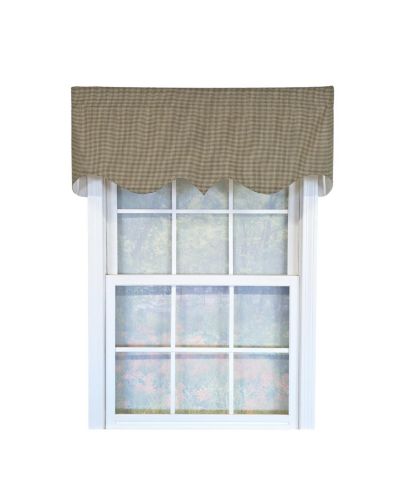 RLF Home 100% Cotton Pin Check Regal  Fully lined Windows Rod Pocket Valance 50" x 17"