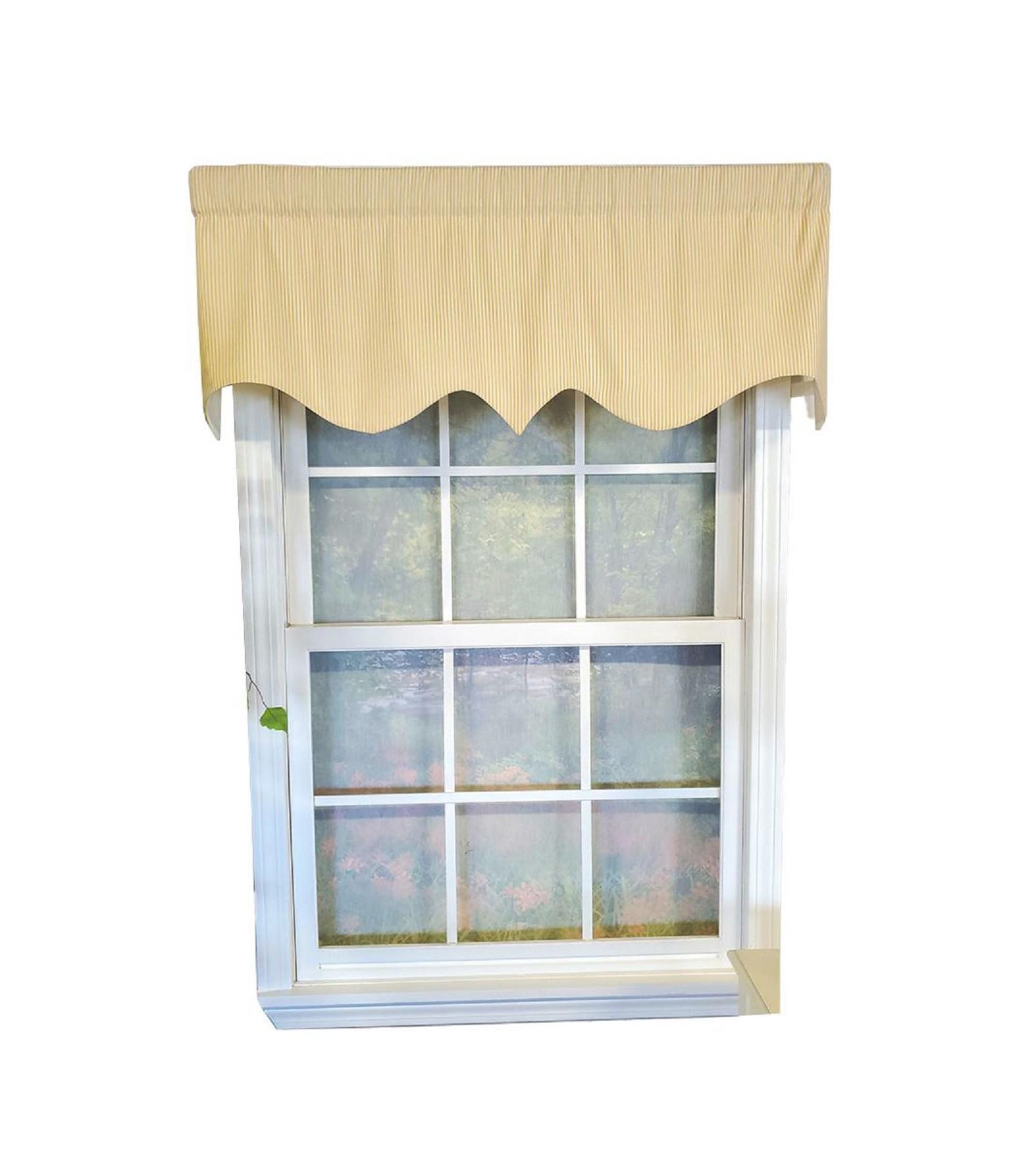 RLF Home Pin Stripe Regal 3" Rod Pocket Lining Luxurious and Elegant Window Treatment Valance 50" x 17" Yellow
