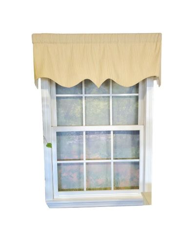RLF Home Pin Stripe Regal 3" Rod Pocket Lining Luxurious and Elegant Window Treatment Valance 50" x 17" Yellow