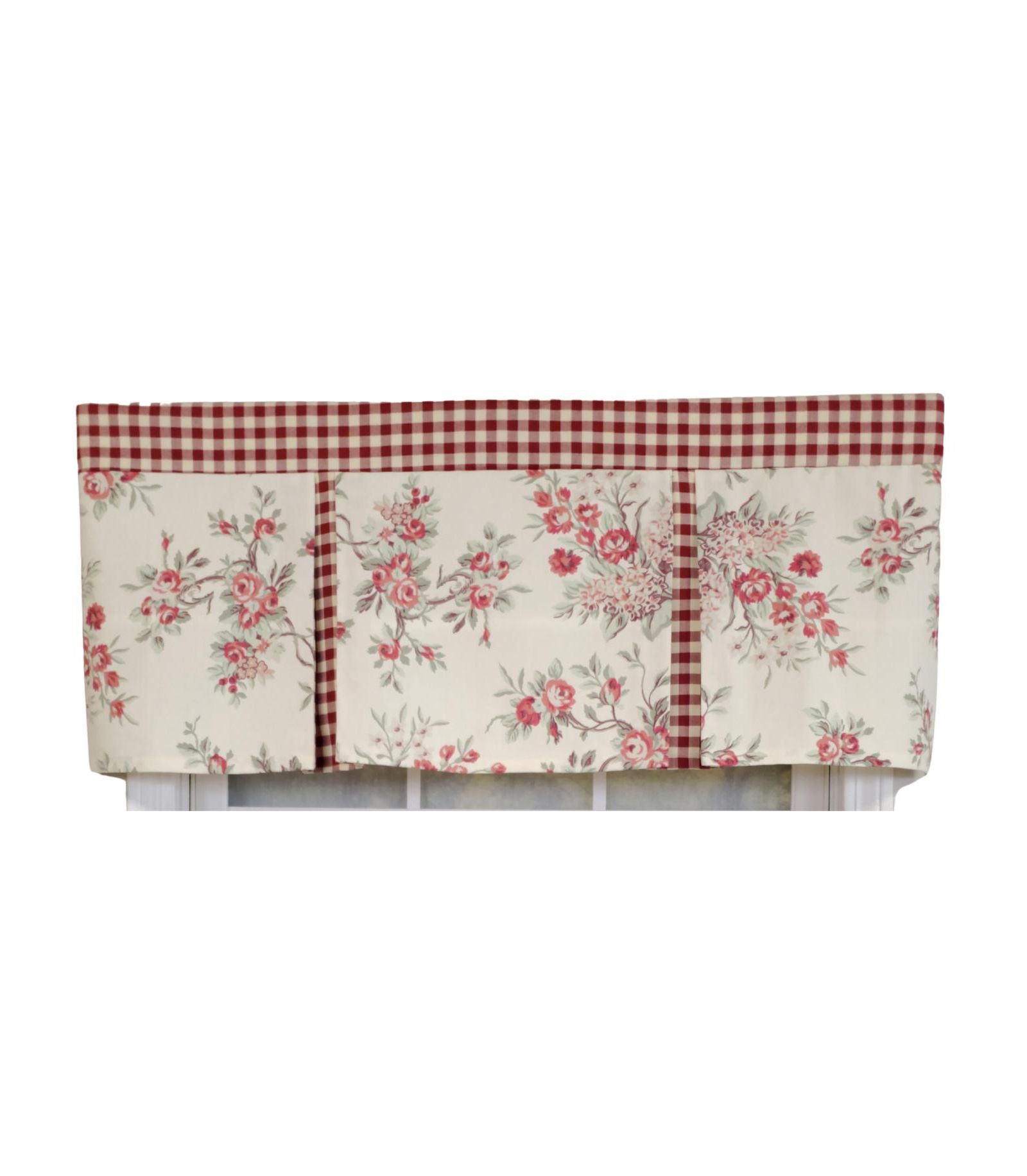 RLF Home 3" Rod Pocket High Quality Fabric D-Willow Pleated Valance for Windows 50" x 17" Red