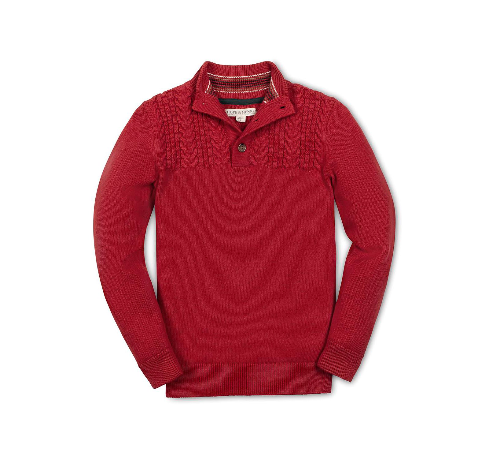 Детский джемпер Hope & Henry Organic Long Sleeve Mock Neck Sweater with Cable Yoke