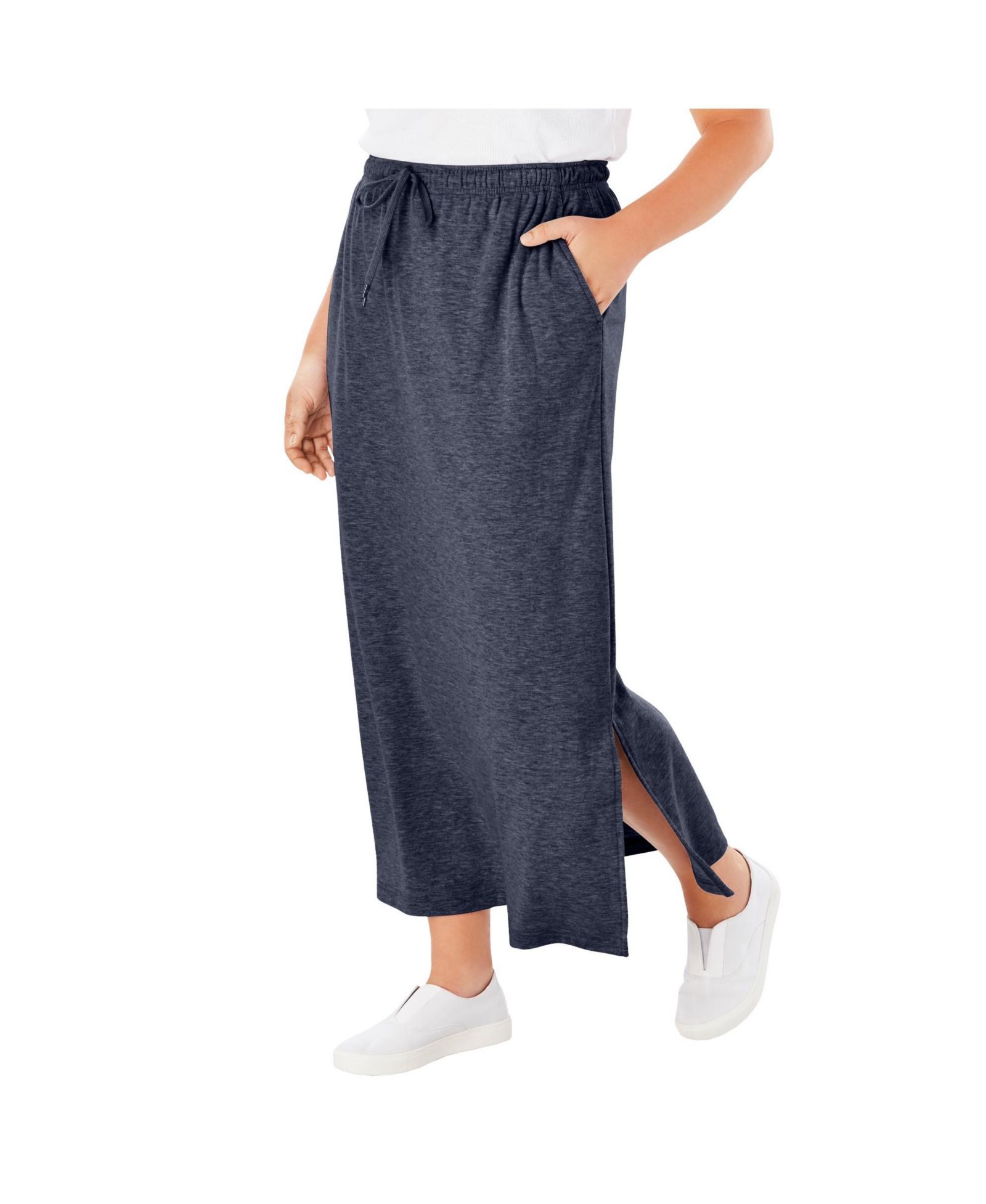 Женский Plus Size Sport Knit Side-Slit Юбка