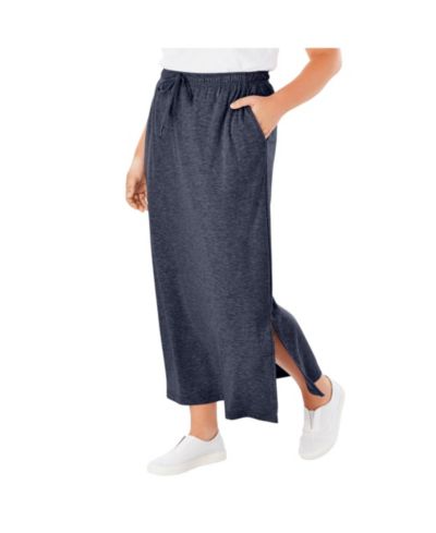 Женский Plus Size Sport Knit Side-Slit Юбка