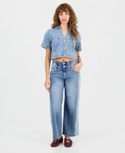 Джинсы And Now This Petite High-Rise Wide-Leg Two-Tone