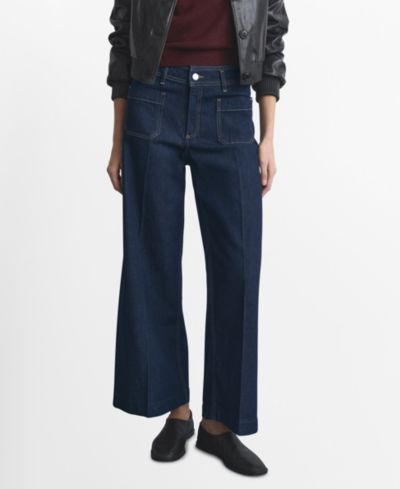 Mango Women's Pockets Wide-Leg Jeans