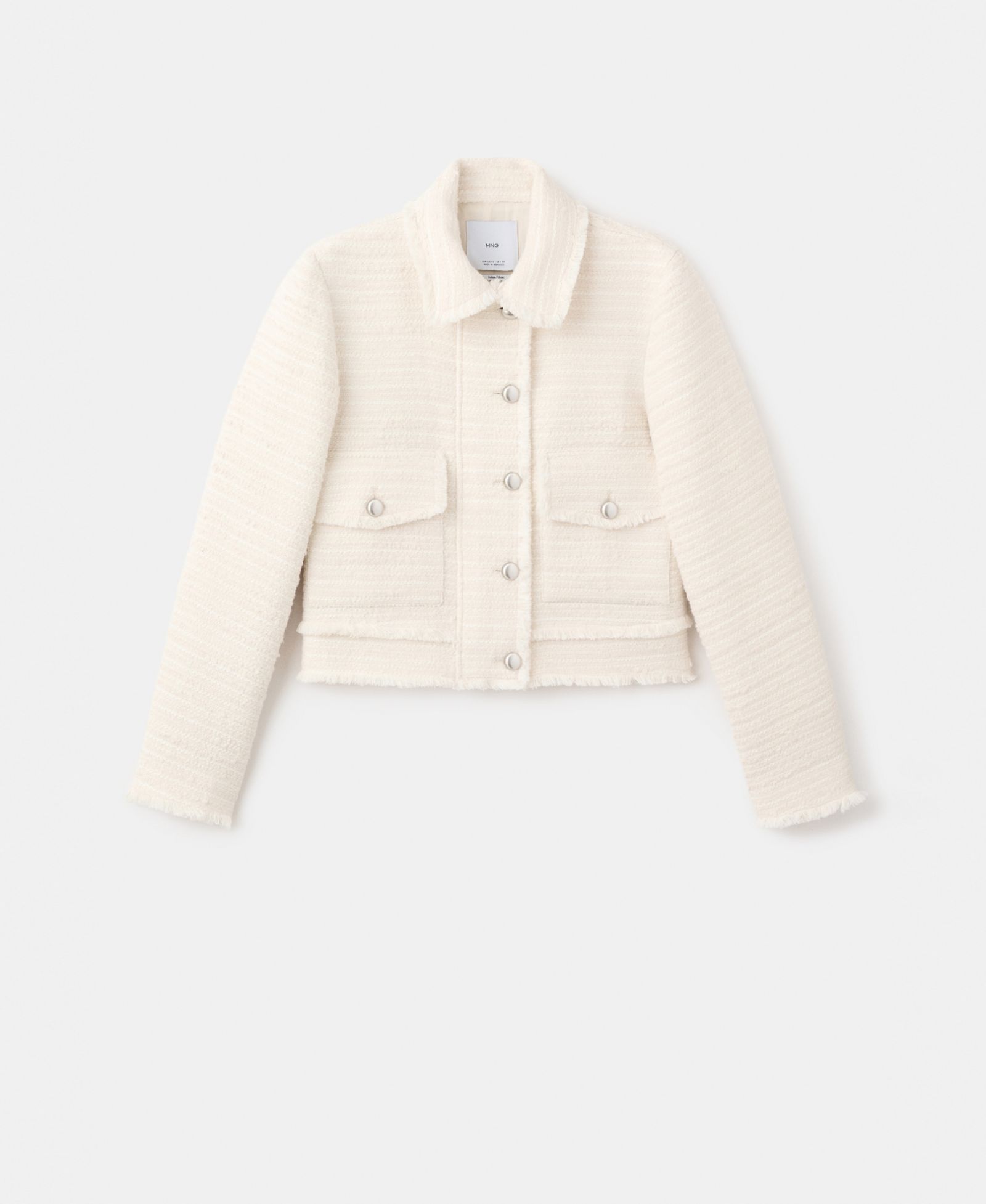 Mango Women's Notched Lapel Collar Tweed Jacket