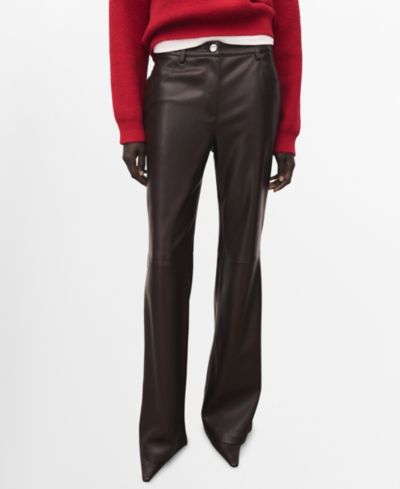 Mango Women's Faux-Leather Flared Pants