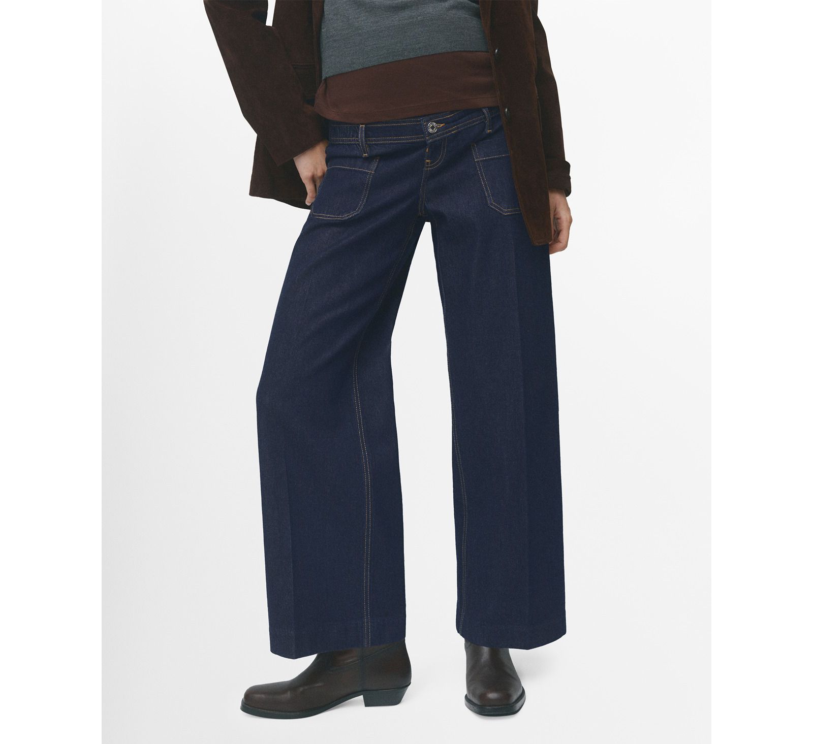 Mango Women's Pockets Wide Leg Maternity Jeans