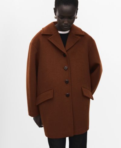 Mango Women's Buttons Wool Blend Coat