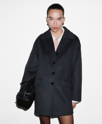 Mango Women's Buttons Wool-Blend Coat