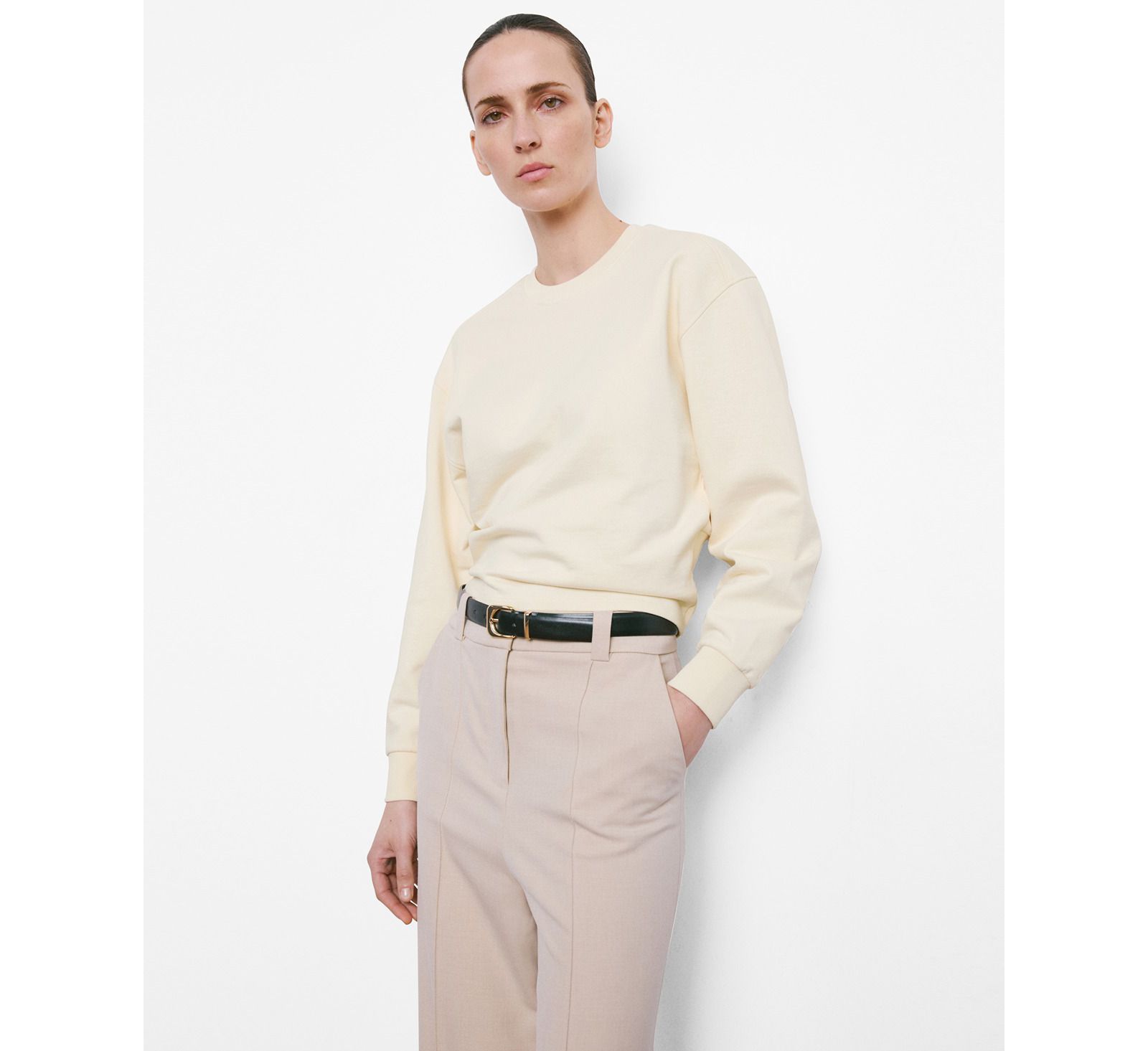 Женская хлопковая толстовка Mango Round-Neck