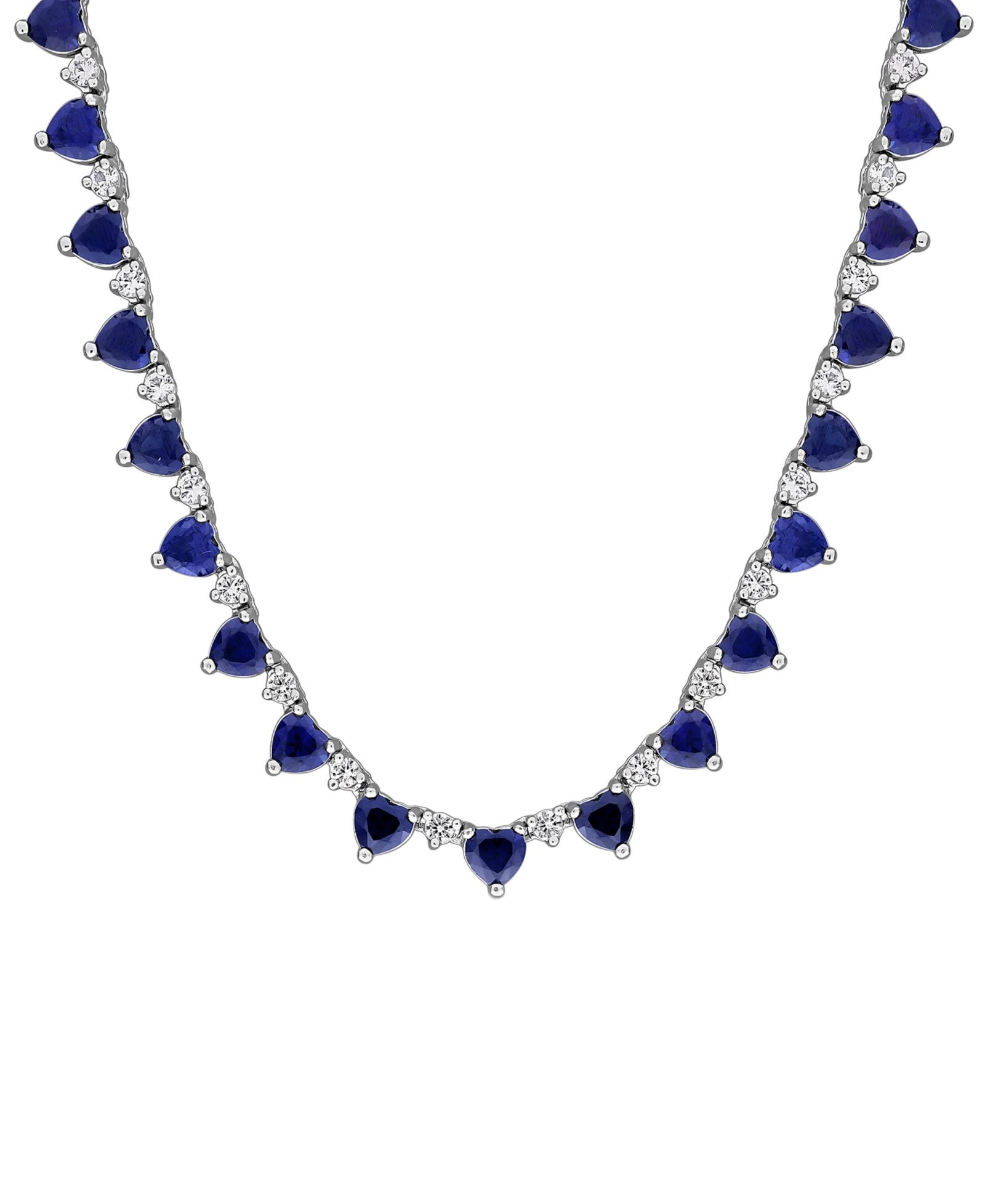 Подвеска в форме сердца с натуральным сапфиром (17 ct. t.w.) и белым сапфиром (2-1/3 ct. t.w.), стерлинговое серебро