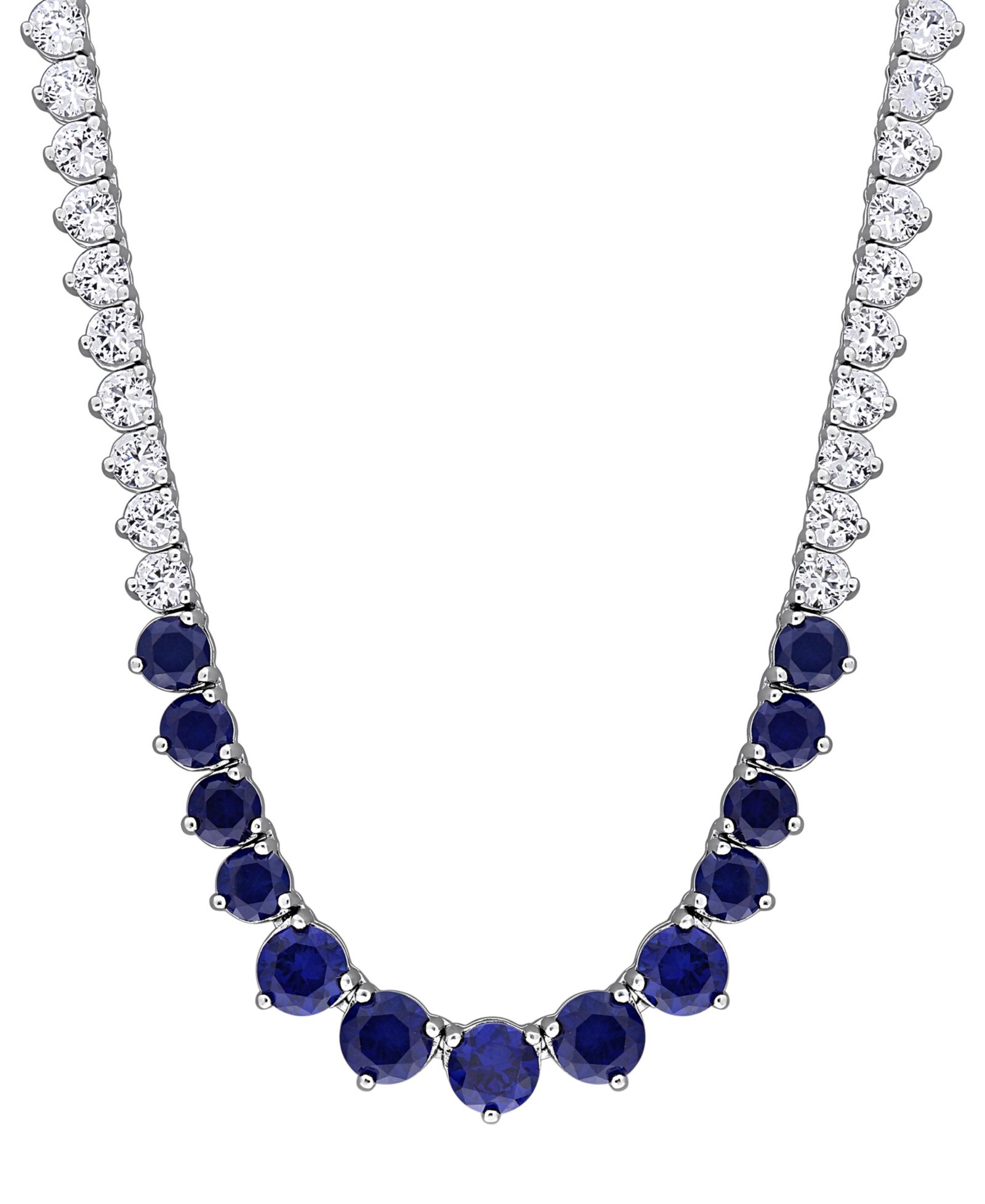 Ожерелье-чокер Macy's Lab Grown Sapphire и Lab Grown White Sapphire в серебре Sterling Silver