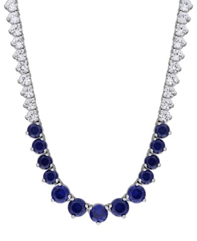Ожерелье-чокер Macy's Lab Grown Sapphire и Lab Grown White Sapphire в серебре Sterling Silver