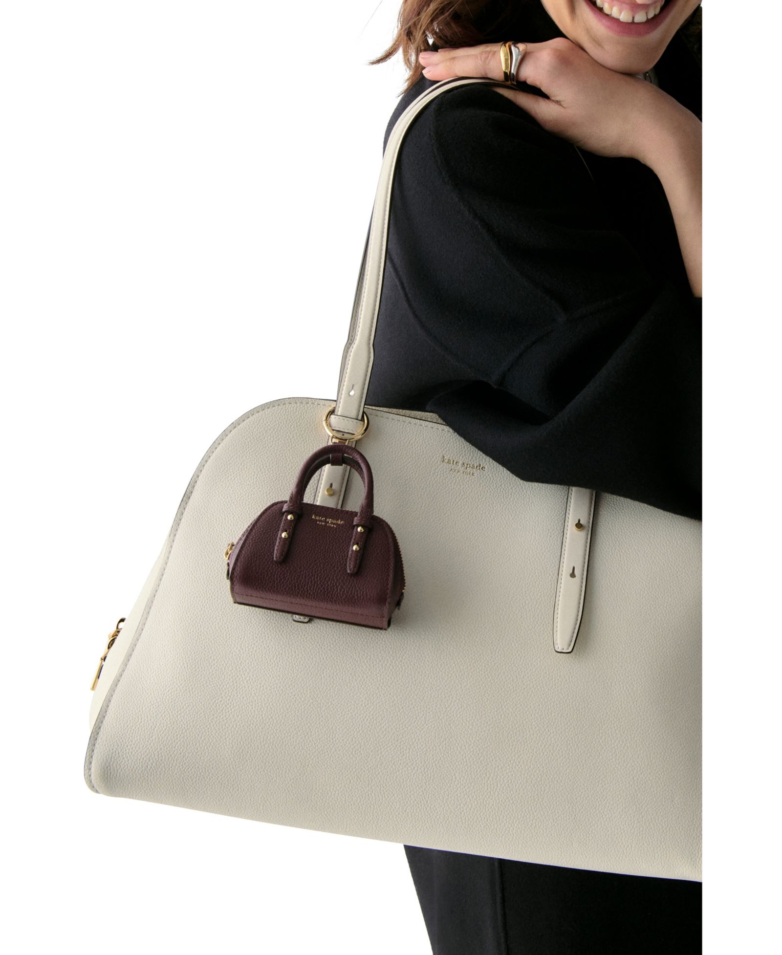 kate spade new york Pebbled Leather Nano Carryall Bag Charms