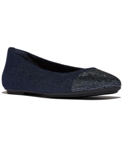FitFlop Women's Delicato Crystal Cap-Toe Denim Ballet Flats