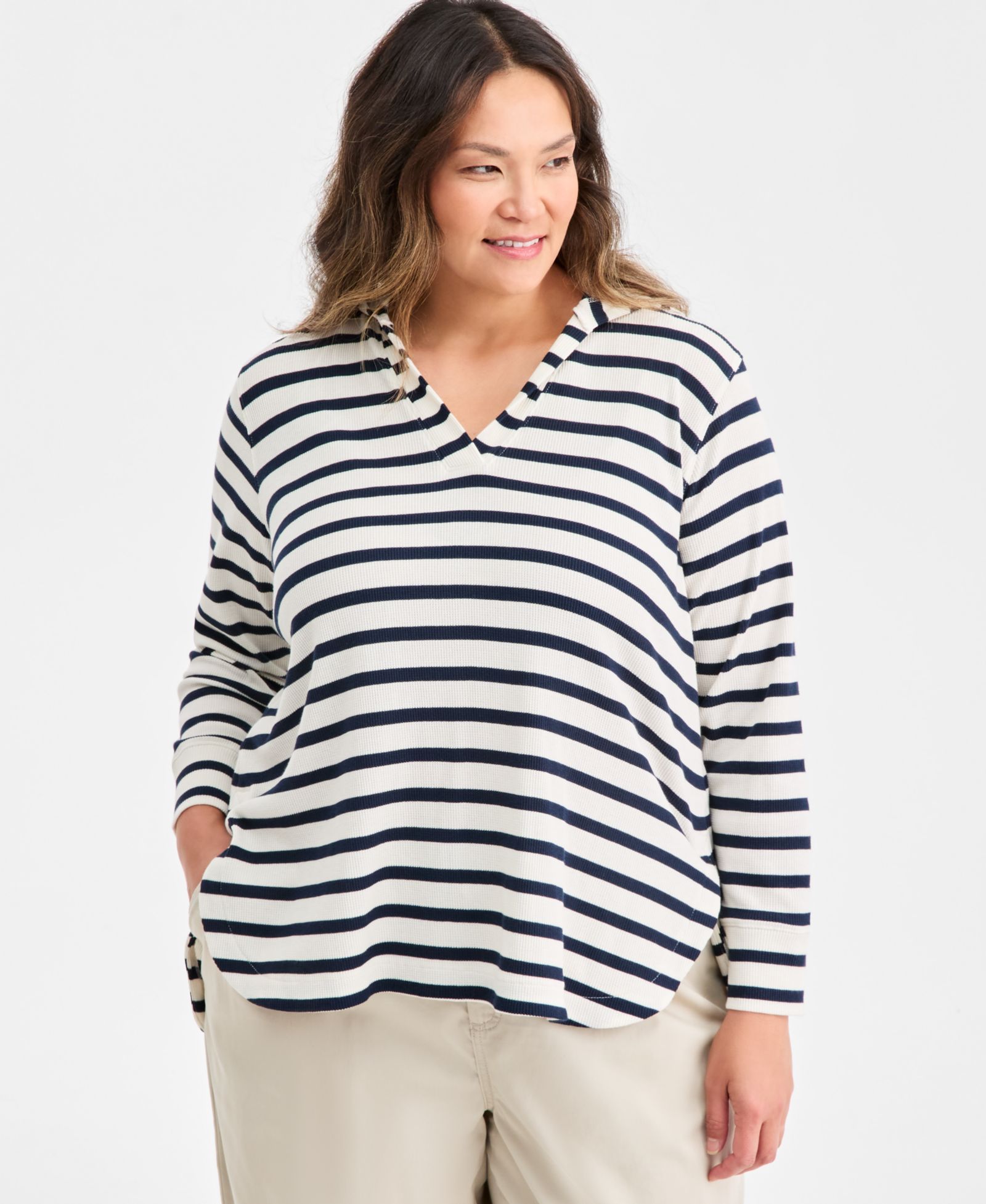 Style & Co Plus Size Waffle-Knit Pullover Hoodie, Macy's Exclusive