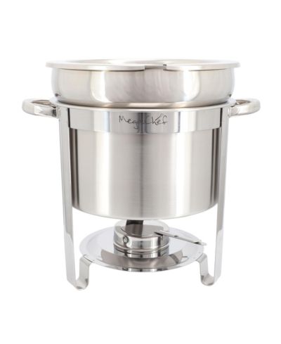 MegaChef 7.4 Quart Round Stainless Steel Soup Professional Chafing Dish/Food Warmer/Buffet Server Serving Trays