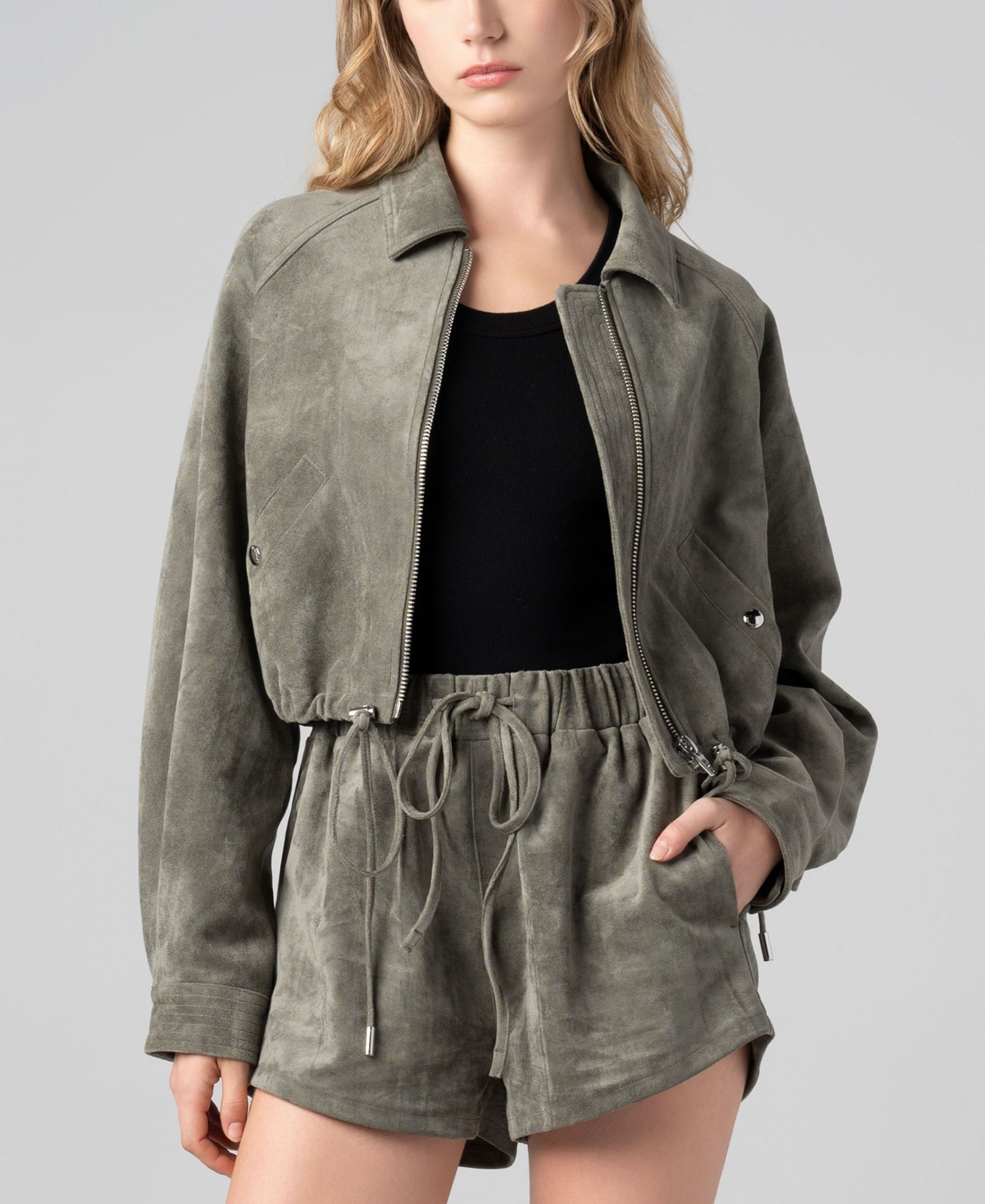 BLANK NYC Women's Front Zip Collared Jacket