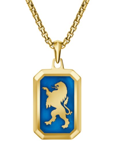 Bulova Men's Gold Plated  Crest of Bohemia Lion Pendant Necklace