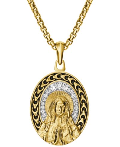 Bulova Men's Gold Plated Blessed Mary Pendant Necklace