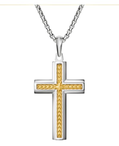Bulova Men's Sterling Silver Cross Pendant Necklace