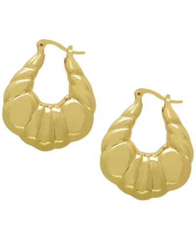 Серьги-кольца из латуни с напылением 14k Gold, Shrimp Thick