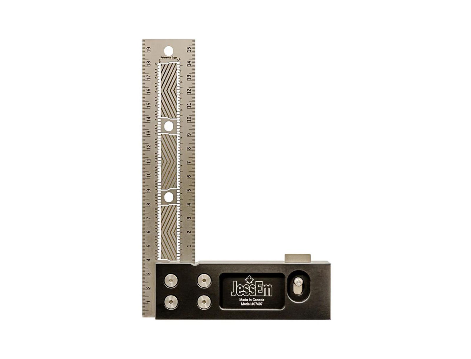 JessEm 07408 300mm Stainless Steel Precision Square, Metric Measuring Tool with Flex Grip & Fade-Resistant Markings