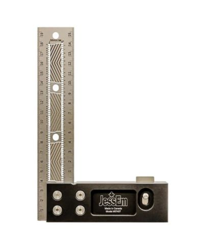 JessEm 07408 300mm Stainless Steel Precision Square, Metric Measuring Tool with Flex Grip & Fade-Resistant Markings