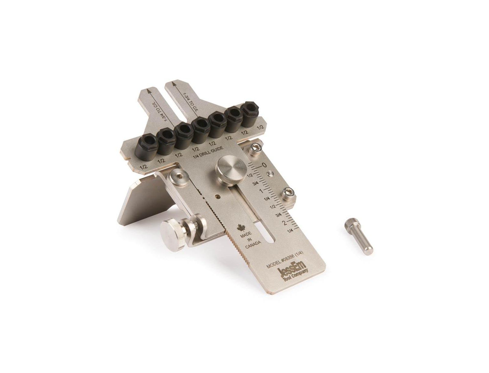 JessEm 08356 1/4" Stainless Steel Dowelling Jig with Angle Guide Precision Woodworking Joinery Tool for Edge, Face, and Corner Dowels
