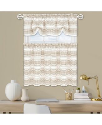 Kate Aurora Isabelle Abstract 3 Piece Cafe Rod Pocket Kitchen Curtain Tier And Valance Set