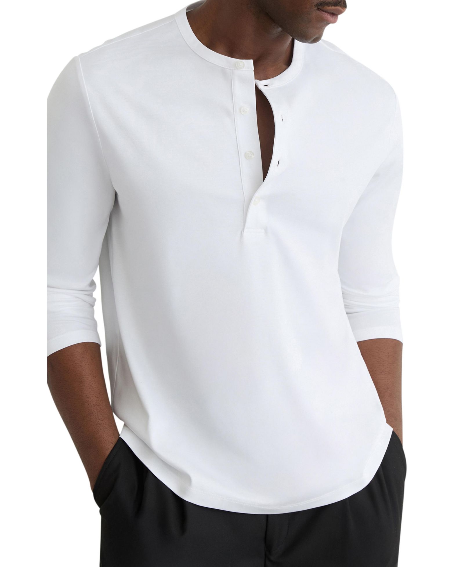 Мужская рубашка REISS Cameron Airwater-Cotton Henley T-Shirt