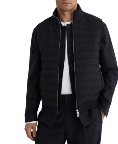 REISS Men's Newford Funnel-Neck Quilted Knit Gilet