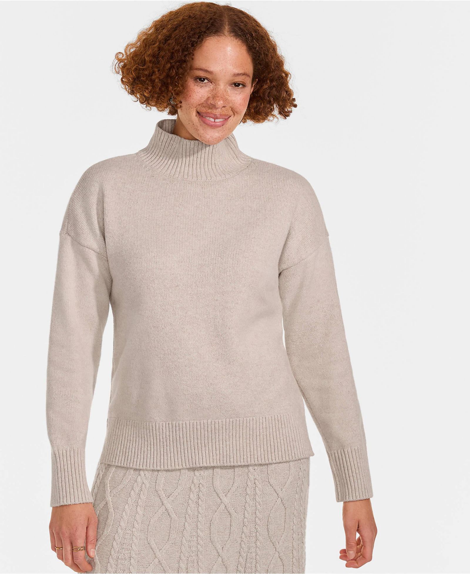 Lands' End Women's Cozy Lofty Split Hem Turtleneck Sweater