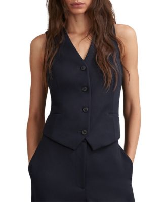 REISS Women's Gabi Tailored Single-Breasted Twill Waistcoat