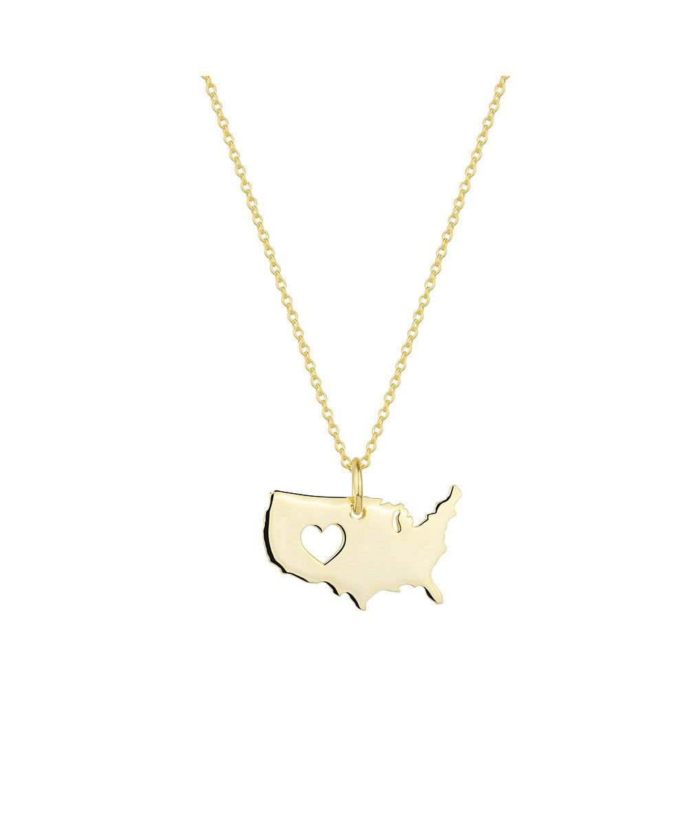 Spero London Love USA Map Heart Necklace Sterling Silver