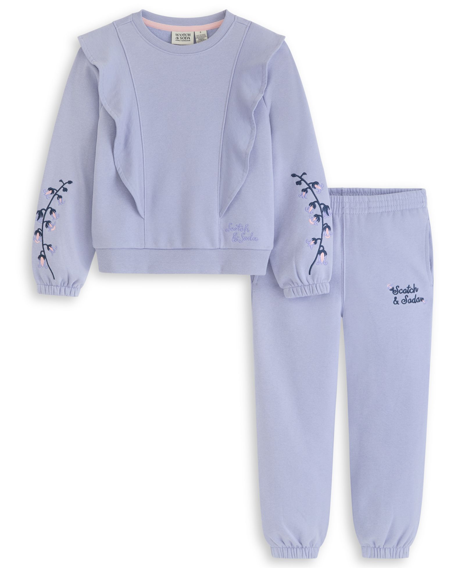SCOTCH & SODA Girls' 7-14 Embroidered Top and Joggers, 2-Piece Set