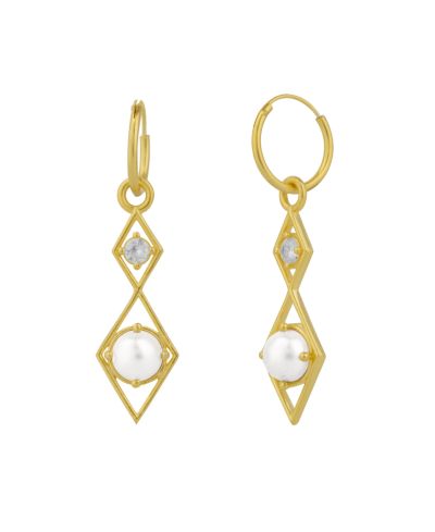 Серьги Spero London Sterling Rhombus 3D Pearl