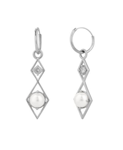 Серьги Spero London Sterling Rhombus 3D Pearl