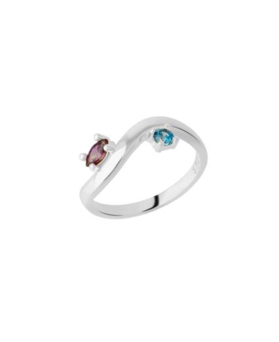 Spero London Кольцо Bended Sterling с двойным драгоценным камнем