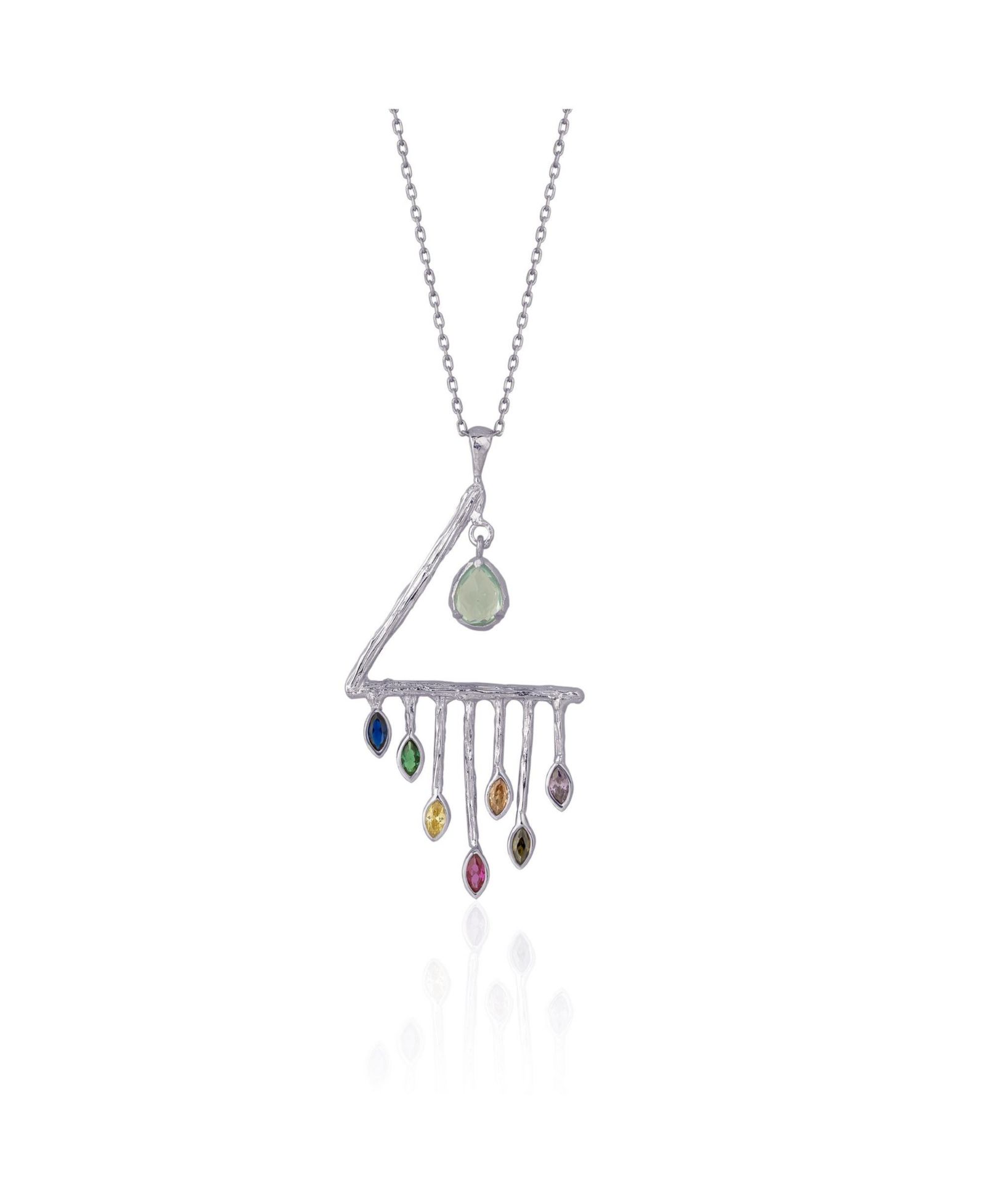 Ожерелье Spero London Colourful Rainbow Rain Drop в серебре