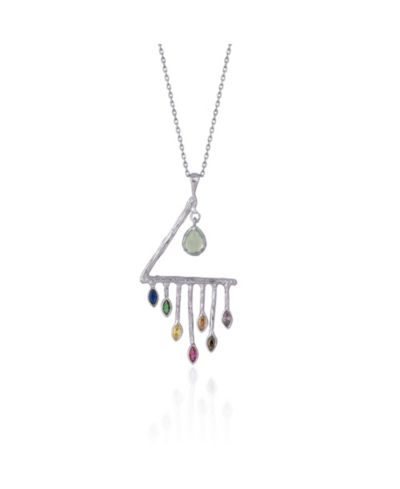 Ожерелье Spero London Colourful Rainbow Rain Drop в серебре