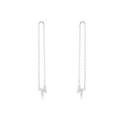 Spero London Lightning Bolt Sterling Chain Drop Earrings