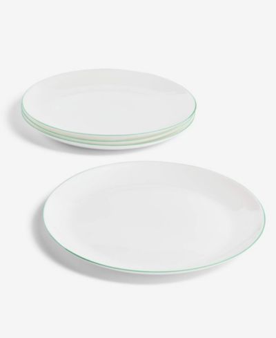 Arch Studio Opal Glass Mint Rim Dinner Plates, Set of 4, Macy's Exclusive