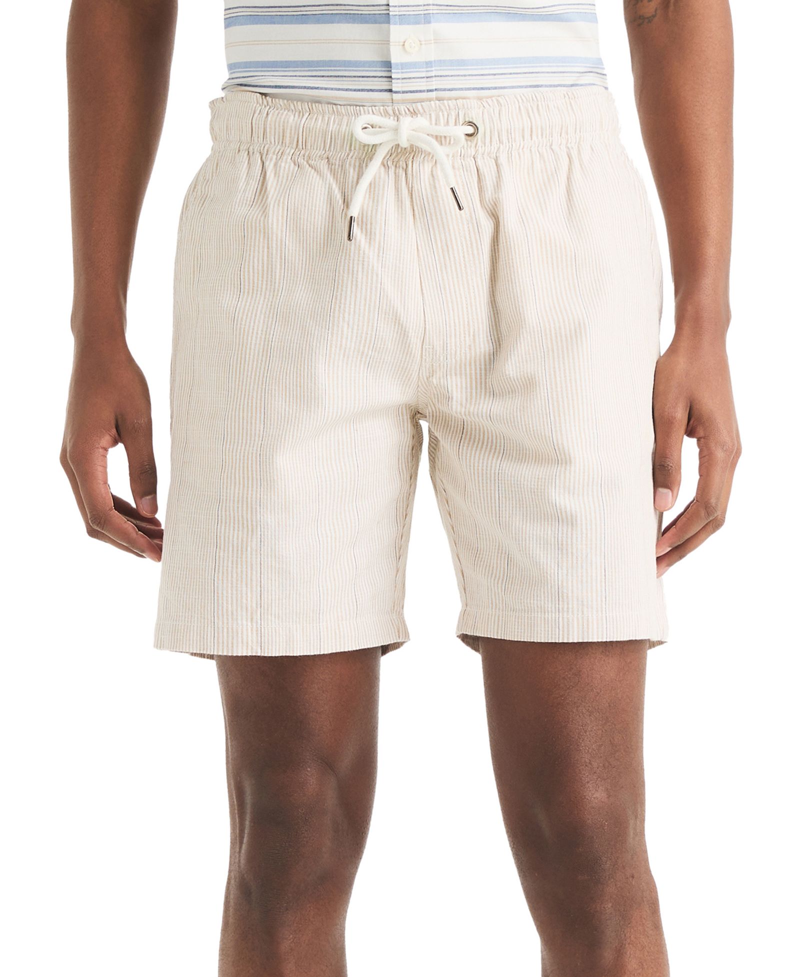 Nautica 7" Striped Slub Textured Pull-On Drawstring Short