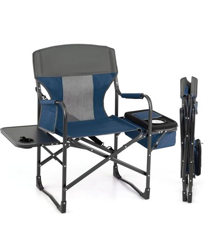 SKONYON Folding Camping Directors Chair with Cooler Bag and Side Table