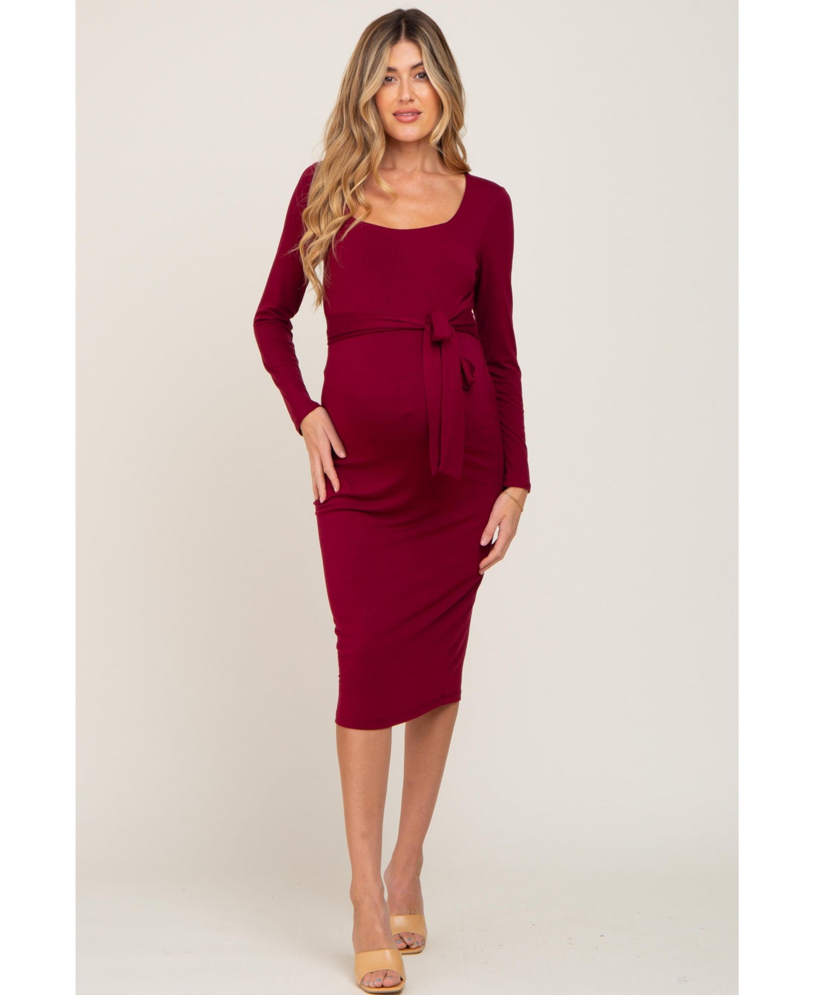 Pinkblush Women's Basic Square Neck Midi Dress