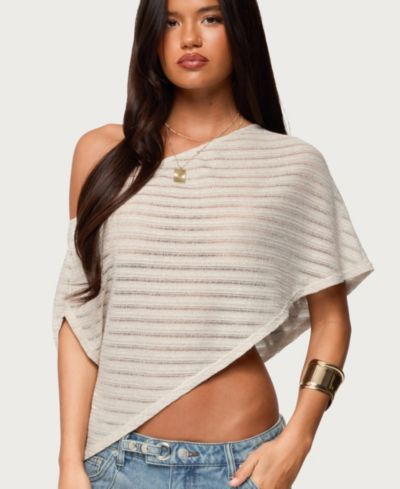 Edikted Женское асимметричное вязаное пончо Loma Asymmetric Off Shoulder