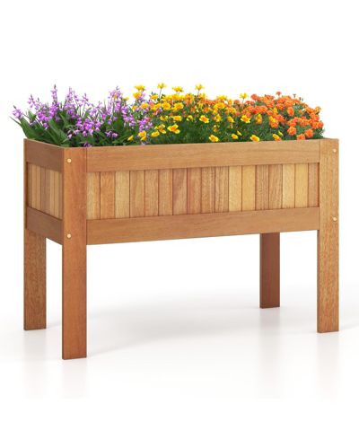 SUGIFT Wooden Raised Garden Bed Solid Wood Elevated Planter Box with Legs