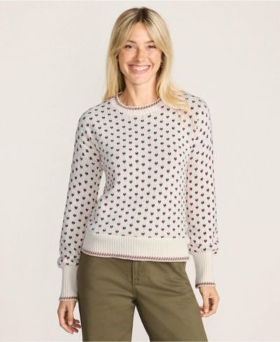 Lands' End Женский джемпер Drifter с жаккардовым узором и круглым вырезом